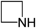 Azetidine, a 4-membered nitrogen (aza) hetero-cyclic compound, methylene hydrogen atoms implied, not shown (non-aromatic).