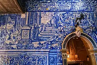 interiors azulejos of Remedios chapel in Peniche, Portugal