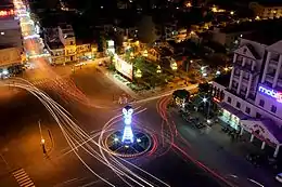 Soc Trang Post Office at night.