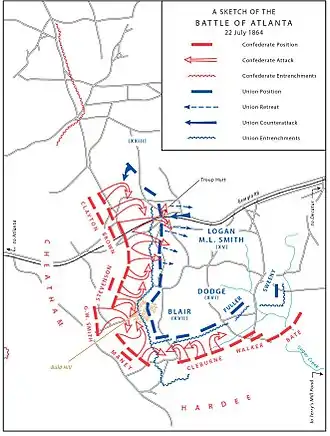 Map 3:A sketch of the Battle of Atlanta, July 22, 1864.