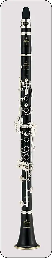 French Clarinet (Original Boehm with 17 keys and 6 rings). Developed c. 1843 by Hyacinthe Klosé and Louis Auguste Buffet.