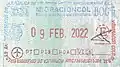 Exit stamp from El Dorado Airport issued on February 2022. Notice the crossed out "E".