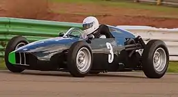 A BRM P48 from 1960 season being demonstrated at Mallory Park