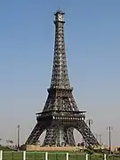 Bahria Town Eiffel Tower is built on a hill hence visible from far distances
