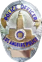 LAPD officer badge, with number omitted