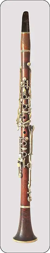 Baermann clarinet, c. 1870, intermediate between the Müller and Oehler clarinets.
