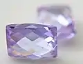 Purple cubic zirconia with checkerboard cut
