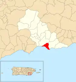 Location of Bajo within the municipality of Patillas shown in red