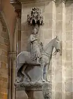 The Bamberg Horseman 1237, near life-size stone equestrian statue, the first of this kind since antiquity.