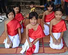 Thai children wearing panung and sbai