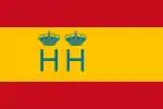 Flag of the Spanish Customs Service with the double crowned H, symbol of the Spanish Royal Treasury