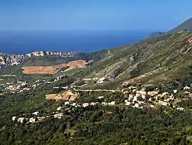 A general view of the village, with Patrimonio at the bottom left