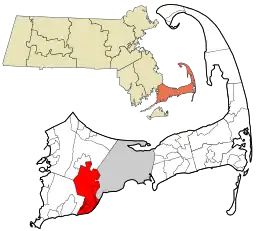 Location in Barnstable County and the state of Massachusetts.