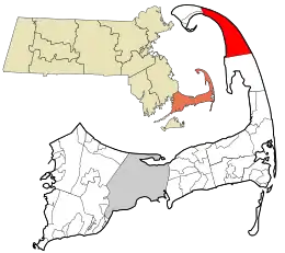 Location in Barnstable County and the state of Massachusetts.