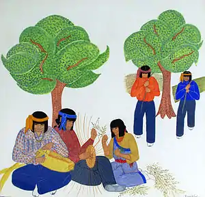 Basketmaking by Pablita Velarde, c.1940. Bandelier museum collection