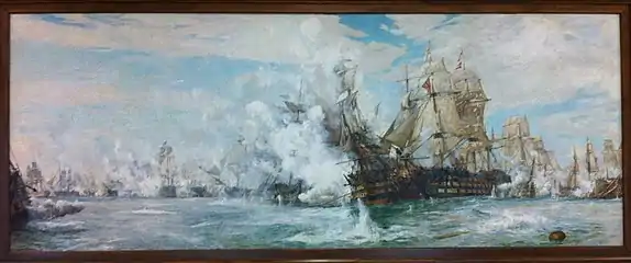 Battle of Trafalgar mural by William Lionel Wyllie, Juno Tower