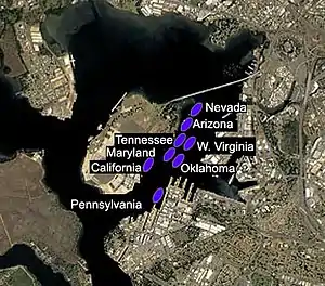 Battleship Row ship placement in 1941 attack
