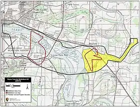Map of Bayou Fourche Battlefield core and study areas by the American Battlefield Protection Program
