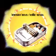 A photo of all Beastie Boys members sitting in a tuna can with the sun in the background