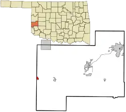 Location in Beckham County and the state of Oklahoma.