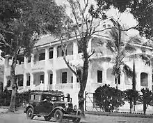 Former building of Banque du Congo Belge in Kinshasha, designed ca. 1942 by architect Maurice Houyoux&nbsp;[fr], now DRC Ministry of Portfolio&nbsp;[fr]