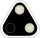 black triangle on base with two white lights placed diagonally to one another
