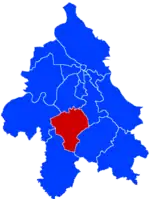 Location of Barajevo within the city of Belgrade