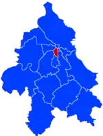 Location of Savski Venac within the city of Belgrade
