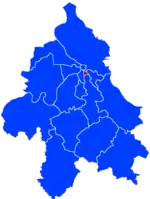 Location of Vračar within the city of Belgrade