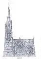 East elevation of the cathedral with spire