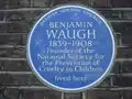 Waugh's blue plaque at Croom's Hill, Greenwich