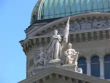 Statue of Helvetia on the Federal Palace of Switzerland, Bern.