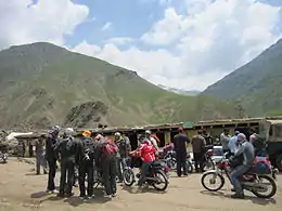 Bikers stopping at Besal en route to Lulusar Lake and Babusar Pass
