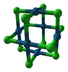 Ball-and-stick model of a Pt6Cl12 molecule in the beta polymorph of platinum(II) chloride