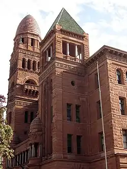 The Bexar County Courthouse by Jeff Gordon is a work of Romanesque Revival architecture from 1892.