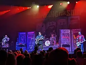 Bowling for Soup performing in 2022. From left to right: Chris Burney, Jaret Reddick, Gary Wiseman, Rob Felicetti