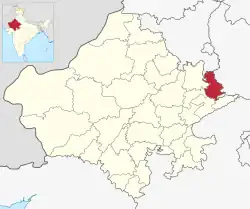 Location of Bharatpur district in Rajasthan