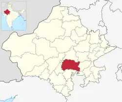 Location of Bhilwara district in Rajasthan