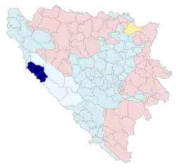 Location of Bosansko Grahovo within Bosnia and Herzegovina