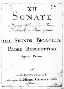 Title-page of the XII Sonate a Violino Solo o sia Flauto, Amsterdam: Le Cène, circa 1722