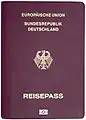 Front cover of a machine-readable, biometric German EU passport issued from 2005 until 2017