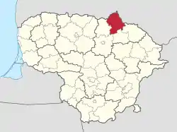 Location of Biržai district municipality within Lithuania