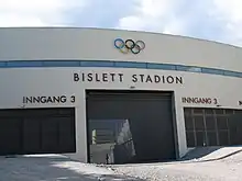 An entry gate to Bislett Stadion, which hosted the opening and closing ceremonies as well as the speed skating and figure skating competitions