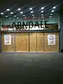 Damaged entrance to Manchester Arndale Centre