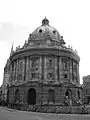 The Radcliffe Camera in Radcliffe Square, with the spire of St Mary's, the University church, behind.
