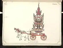 Image 1219th century funeral cart and spire, which would form part of the procession from the home to the place of cremation (from Culture of Myanmar)