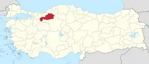 Location of Bolu Province in Turkey