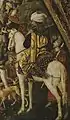 A man on horseback, possibly Cem, by The Borgia Apartments, by Pinturicchio