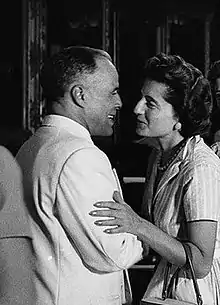 Jalila Hafsia (right) greeting Habib Bourguiba