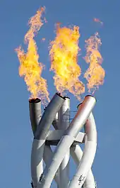 Close-up of the Olympic Flame during the 2006 Winter Olympics in Turin